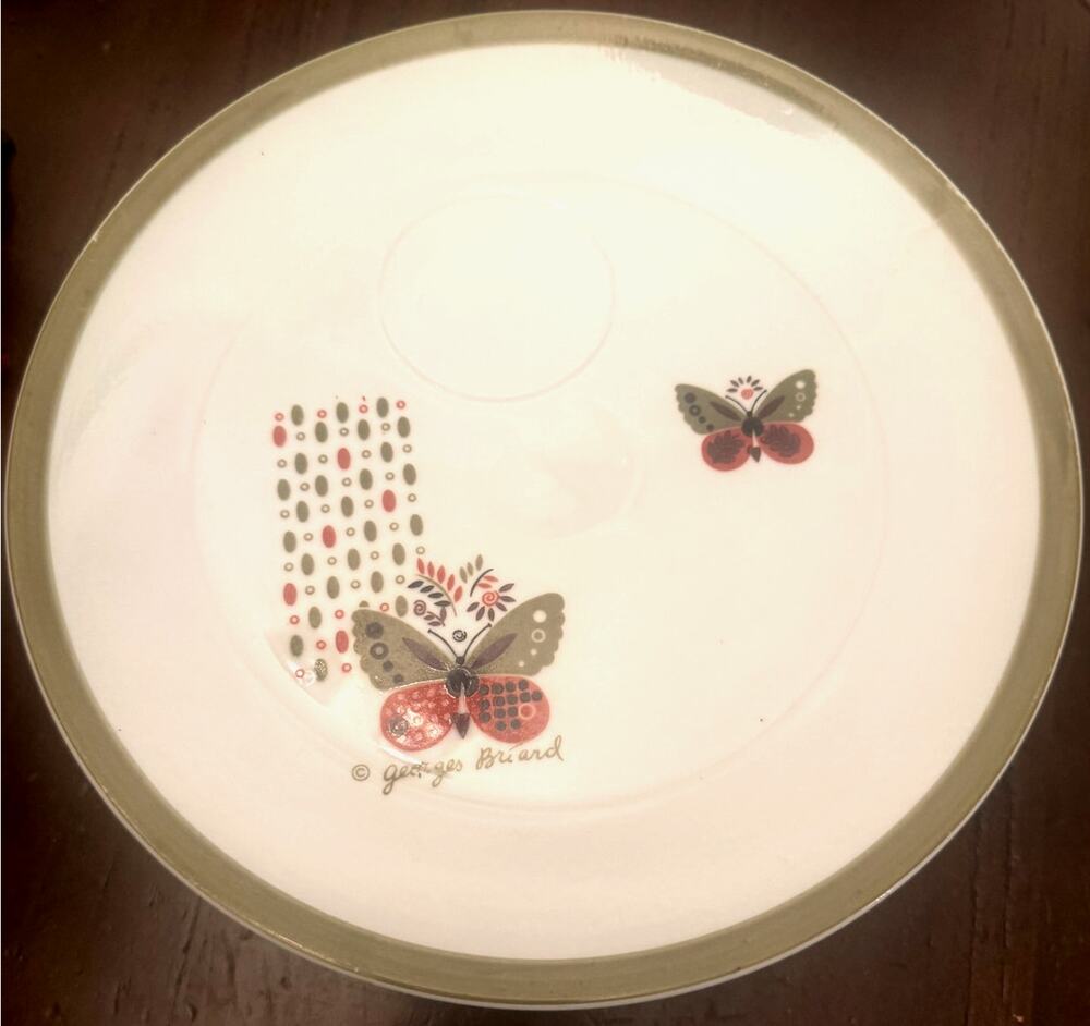 Set of 8 Georges Briard Vintage MCM Butterfly Snack Plates 9"